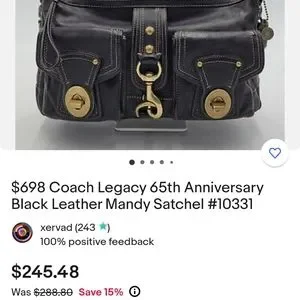 バッグ 65th Coach Legacy Signature Bag Black Coach 65th Anniversary Legacy Satchel Handbag Black Leather